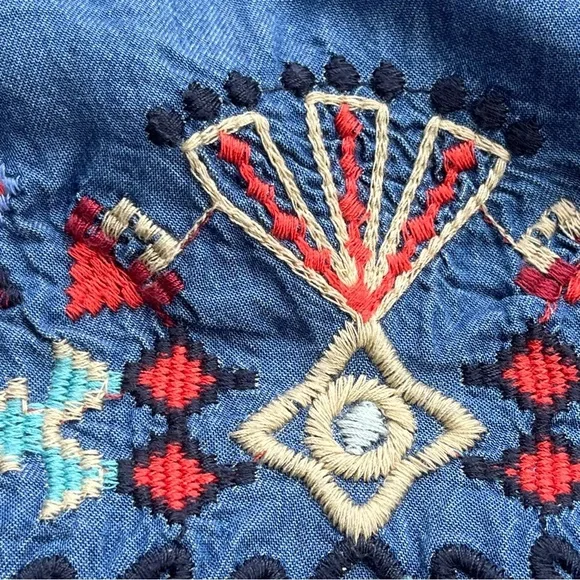 Johnny Was Mareen Kimono XS – Chambray Embroidered Boho Cardigan - Picture 14 of 14